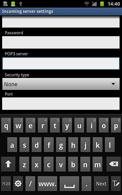 Press the field below Port and key in 110