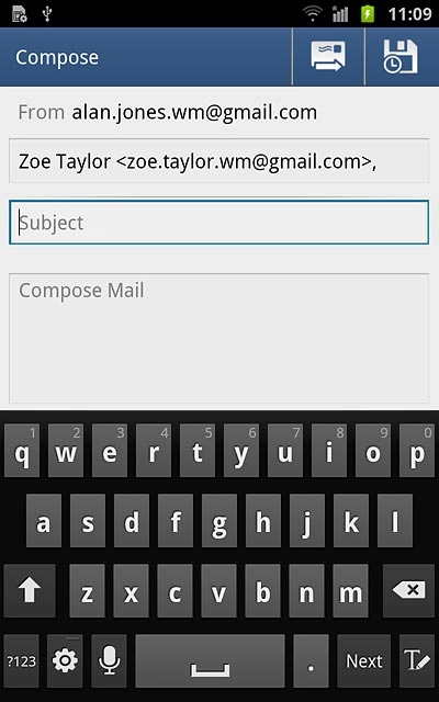 Press Subject.Key in a subject for the email message.