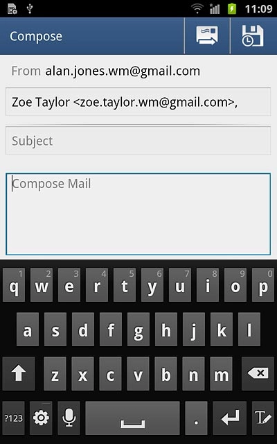 Press the text input field.Write the required text.