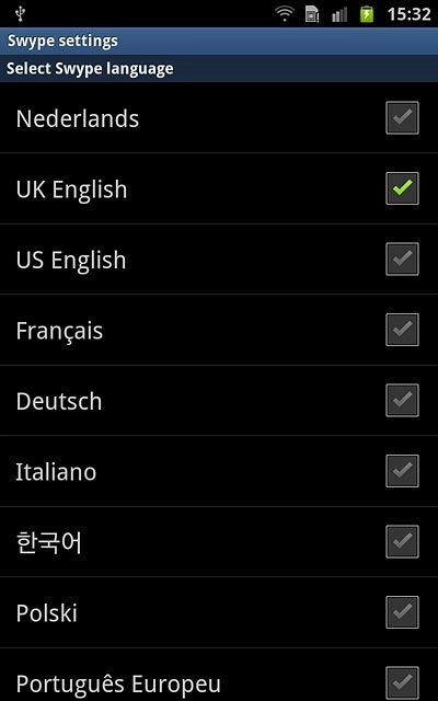 When the box next to a language is ticked (V), it's selected.