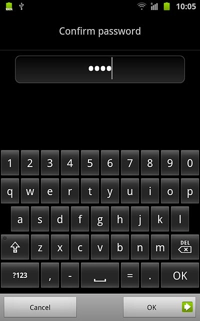 Key in the phone lock code again and press OK.