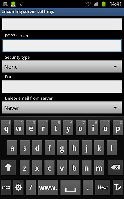 Press the drop down list below Delete email from server.