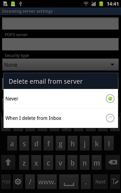 Press Never or When I delete from Inbox.
