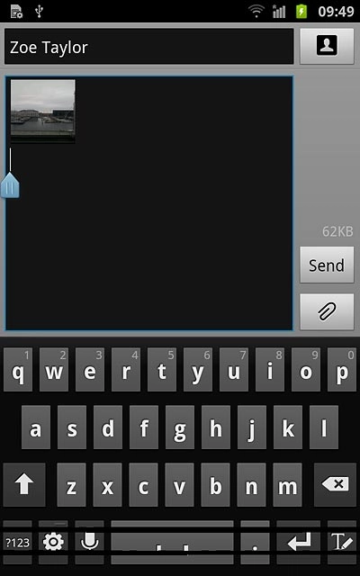 Press the text input field.Write the text for your picture message.