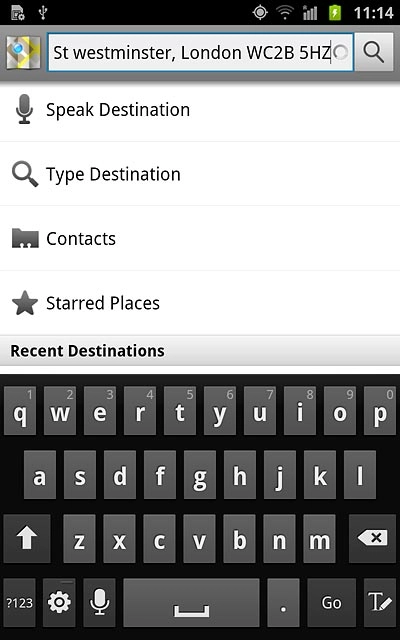 Key in the required destination and press the search icon.