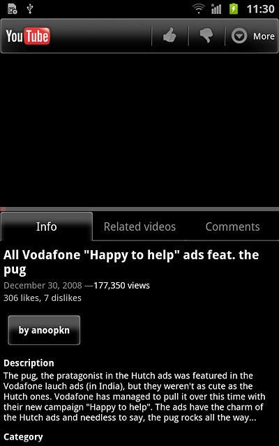 Start playing the required video clip, see above.Press More.