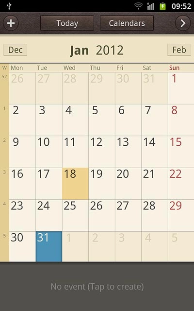Press No event (Tap to create).Key in a subject for the appointment.Follow the instructions on the display to key in more information, such as location, duration and reminder.