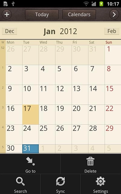Press Settings.Follow the instructions on the display to select the required settings for the calendar.