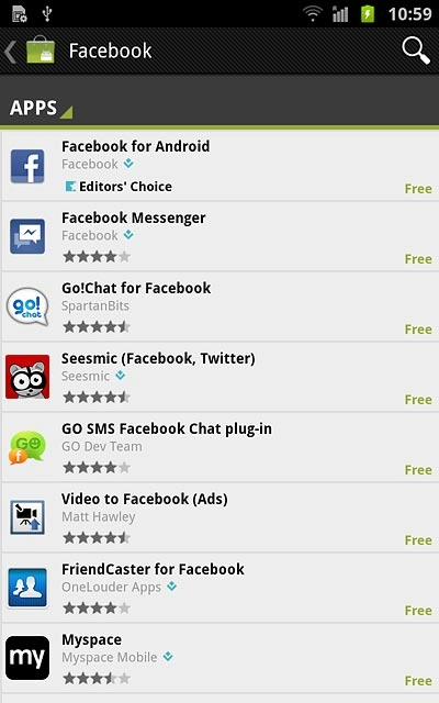 Press Facebook for Android.