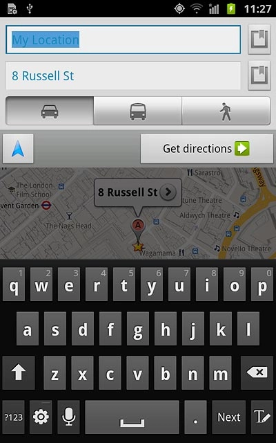 Press Get directions.