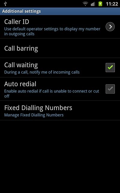 The current settings are displayed.Press Caller ID.