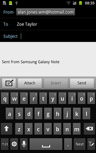 Press the field next to Subject.Key in a subject for the email message.