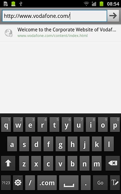 Key in the address of the required web page and press arrow right.