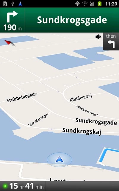 the travel time is displayed at the bottom of the display.Follow the verbal instructions or the instructions on the display to go to the selected destination.