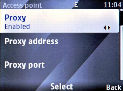 Scroll to Proxy and press the Navigation key.