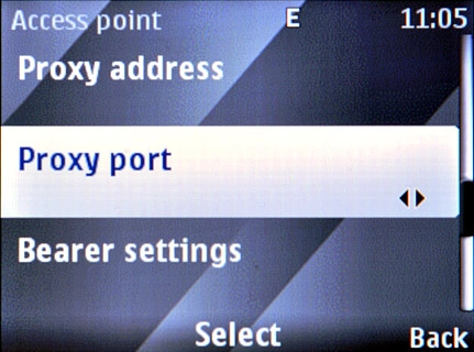 Scroll to Proxy port and press the Navigation key.