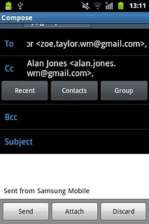 Press Subject.Key in a subject for the email message.
