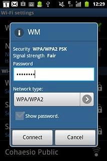 Follow the instructions on the display to select security settings, if required.Press Connect.