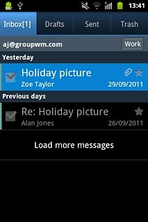 Press the required email message to read it.