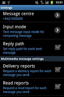 Press Delivery reports below Multimedia message settings to turn the function on or off.