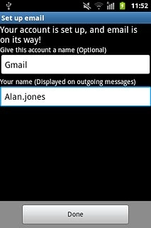 Press the field below Your name (Displayed on outgoing messages) and key in the required sender name.