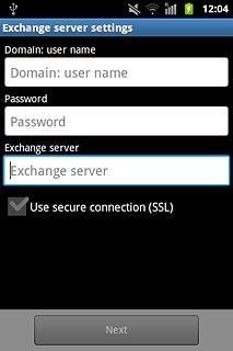 Press the field below Exchange server and key in the server address.