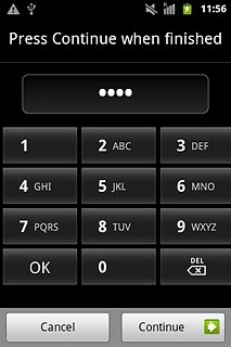 Key in the required phone lock code and press Continue.
