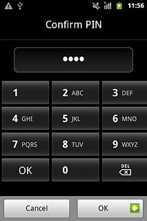 Key in the phone lock code again and press OK.