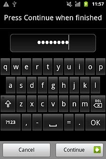 Key in the required phone lock code and press Continue.