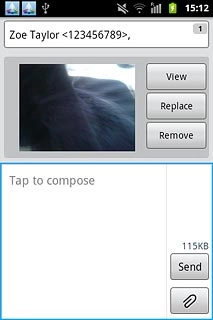 Write the text for your picture message.Press Send.