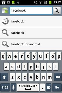 Key in Facebook and press the search icon.
