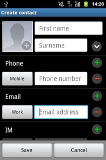 To change email type:Press Work below Email.