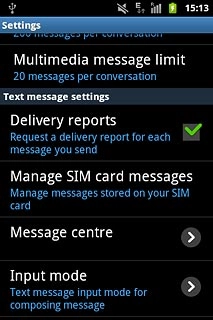 Press Message centre below Text message settings.