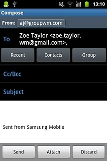 Press Cc/Bcc.Key in the first letters of the required contact.Matching contacts are displayed.