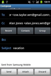 Press the text input field.Write the text for your email message.
