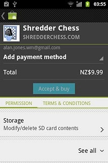 Press Accept & buy.Follow the instructions on the display to download and install the application.