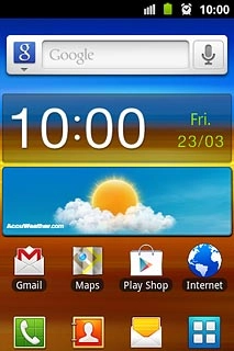 The alarm icon shows that the alarm is set.Further information:Set the alarm