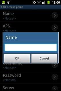 Key in Vodafone Internet and press OK.