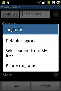 If you select Default ringtone:The ring tone corresponds to the default setting.