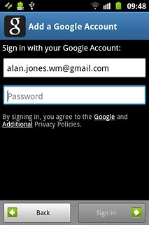 Press Password and key in the password for your Google account.