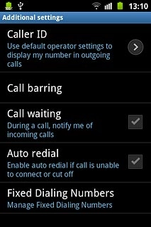 The current settings are displayed.Press Call waiting to turn the function on or off.