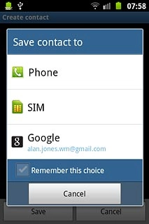 Press Phone, SIM or the required email account.