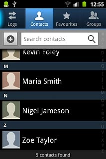 Press the required contact.The contact details are displayed.