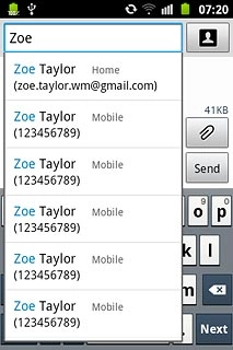 Key in the first letters of the required contact.Matching contacts are displayed.Press the required contact.