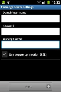 Press the field below Exchange server and key in the server address.