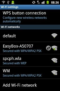A list of Wi-Fi networks within range is displayed.Press the required network.