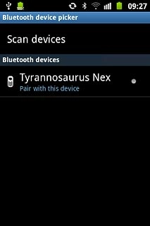Press the required Bluetooth device.The transfer needs to be accepted on the receiving device.The file is sent.