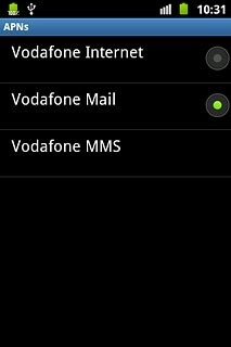 Press the field next to Vodafone Mail to fill in the field.