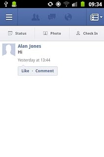 You can now use the application.Please note that Facebook isn't part of the original application package and therefore only a general description is given here.You have a number of options, such as:Write status updatesSend messagesWrite text on WallUpload picturesSelect application settings