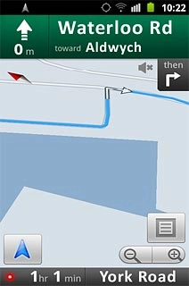 The travel time is displayed at the bottom of the display.Follow the verbal instructions or the instructions on the display to go to the selected destination.